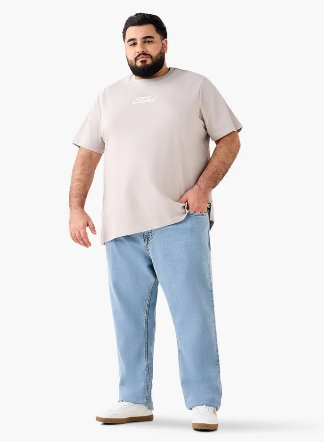 ماكسيم Men Regular Fit Crew Neck Short Sleeves Mustang Ford Print T-shirt